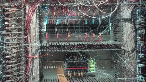 Abstract animation of working programmable logic controller box PLC Stock Footage 136764296