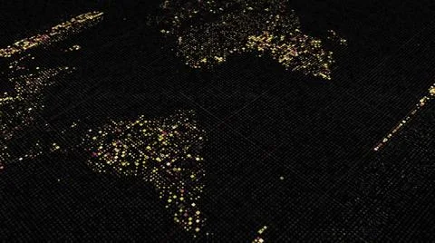 Abstract animation of world map in digital screen formed by tiny figures Stockillustratie