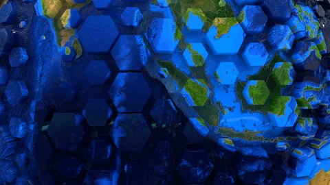 Abstract animation of world map with hexagons. Stock Footage 125433240
