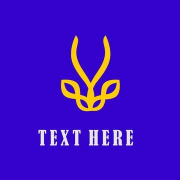 Abstract antelope horns simple flat logo design Stock Illustration