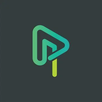 Abstract AP letter triangle and play button icon vector concept design templa Illustration