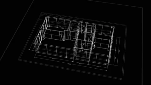 Abstract Apartments Building Process on Black Background. Last Turn is Loop-able Stock Footage 112193669