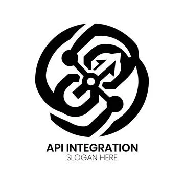 Abstract API Integration Monogram Logo Design with Loop Node Concept Stock Illustration