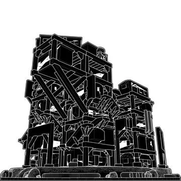 Abstract Apocalyptic Futuristic Building Vector. Stock Illustration