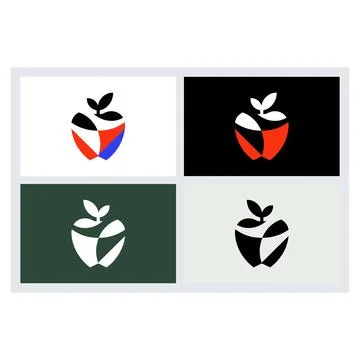 Abstract Apple Logo Design Set Vector Stock Illustration