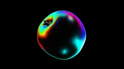 Abstract Apple with Rainbow reflections Looped Animation. Stock Photos