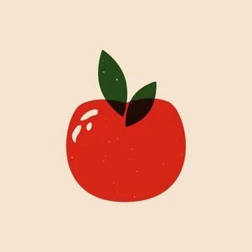 Abstract apple risograph sketch. Modern ripe juicy red fruit, cartoon natural Stock Illustration