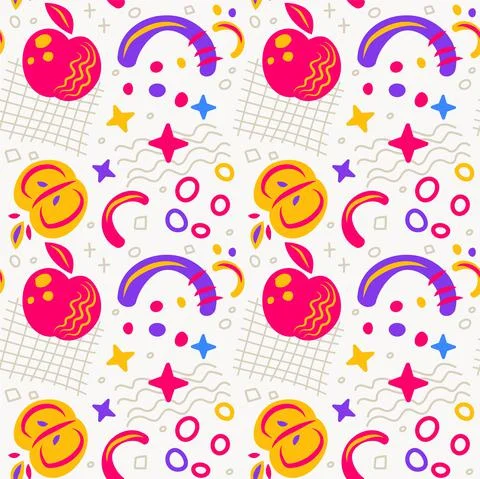 Abstract Apple Seamless Colorful Pattern Stock Illustration