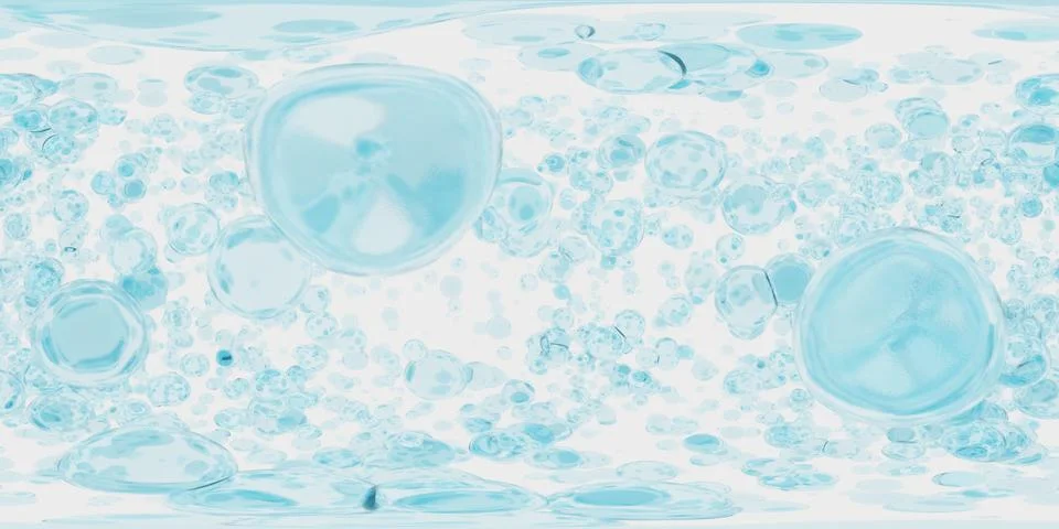 Abstract aqua bubbles floating effortlessly in a clear blue medium 360 panorama Stock Illustration