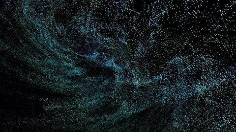 Abstract aqua million particles big data digital technology moving around Video stock 159523210
