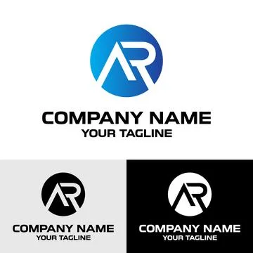 Abstract AR letter rounded circle shaped vector logo design Stock Illustration
