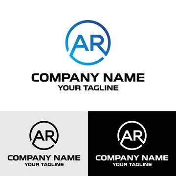 Abstract AR letter rounded circle shaped vector logo design Stock Illustration