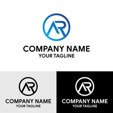 Abstract AR letter rounded circle shaped vector logo design Stock Illustration