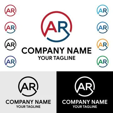 Abstract AR letter rounded circle shaped vector logo design Stock Illustration
