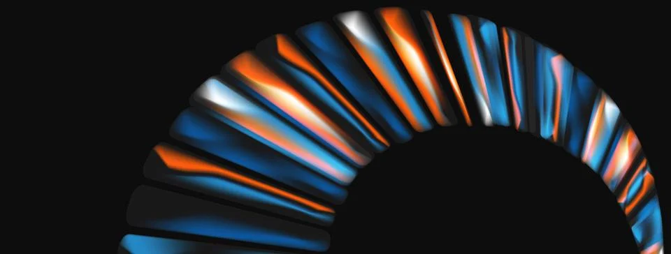 Abstract arc composed vibrant blue, orange layers. Smooth gradients create Stock Illustration