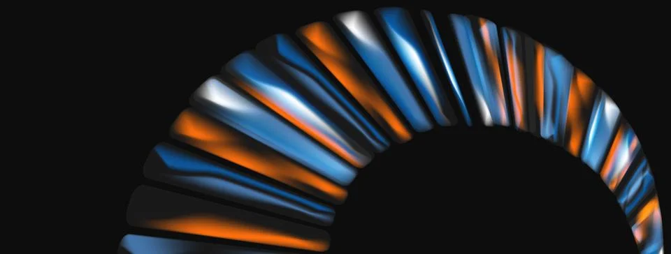 Abstract arc design. Blue, orange hues blend, creating dynamic visual effect. Illustrazione stock