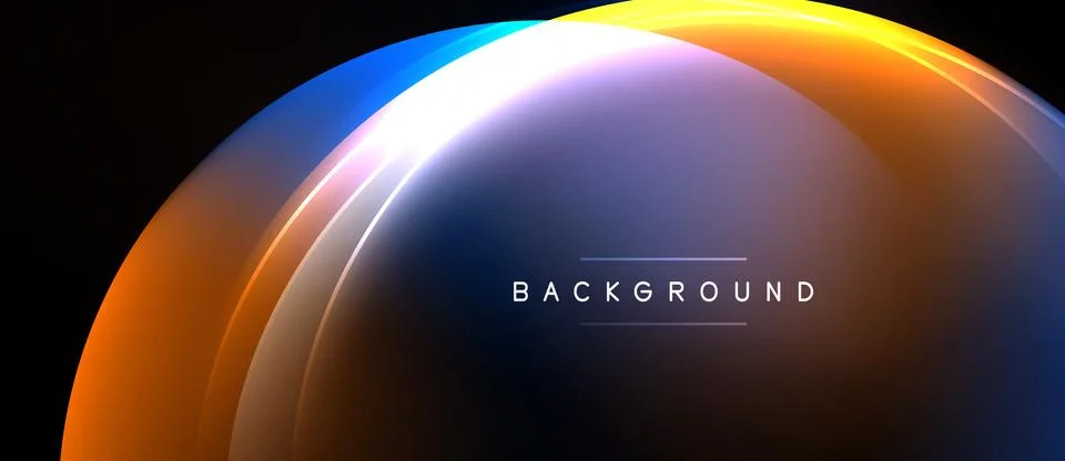 Abstract arc shape. Gradient colors blend, creating luminous effect. Dark 库存插图