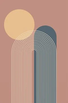 Abstract arch boho wall art decoration Illustrazione stock