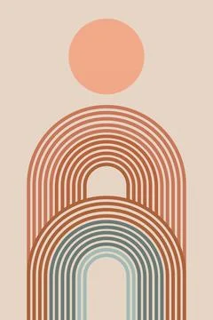 Abstract arch boho wall art decoration Stock Illustration