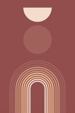 Abstract arch boho wall art decoration Stock Illustration