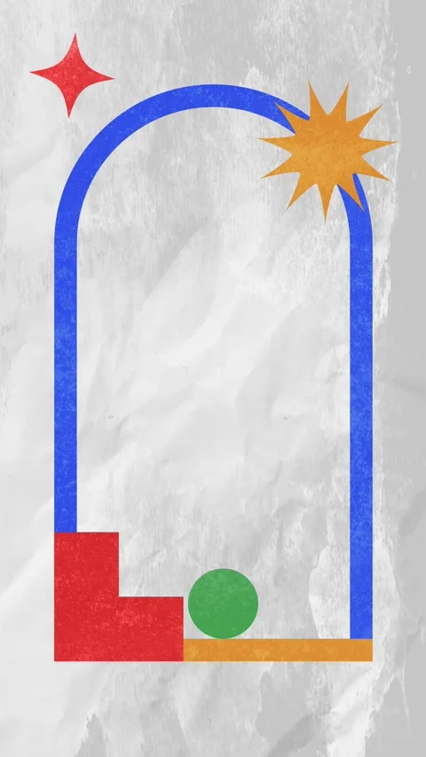 Abstract arch with geometric dynamic shapes on textured gray background Stock Footage 314211158