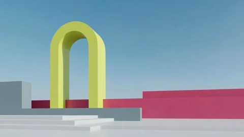 Abstract of arch yellow surreal architecture Stock Footage 334840520