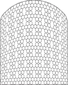Abstract arched frame with seamless honeycomb hexagon grid pattern. Stock Illustration