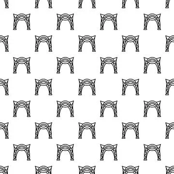 Abstract architectural arch pattern black outline seamless Stock Illustration