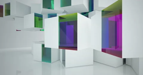Abstract architectural background from an array of white cubes Stock Footage 130456614