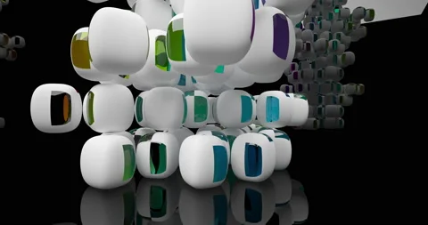 Abstract architectural background from an array of white spheres with color  Video stock 135211715