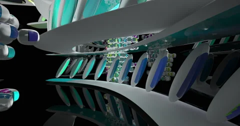 Abstract architectural background from an array of white spheres with color  Stock Footage 135211734