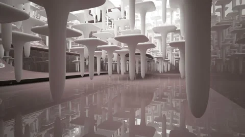 Abstract architectural background. Dynamic brown and white smooth interior  Video stock 126916748