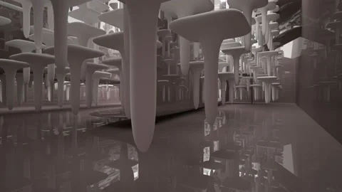 Abstract architectural background. Dynamic brown and white smooth interior  Stock Footage 126920997