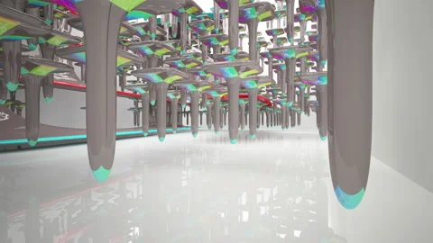 Abstract architectural background. Dynamic colored smooth interior .  Vídeos de archivo 126918131