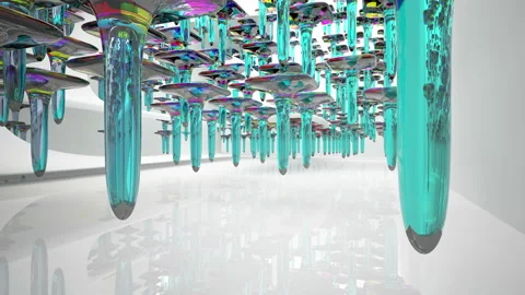 Abstract architectural background. Dynamic colored glass smooth interior. Stock-Footage 126919030