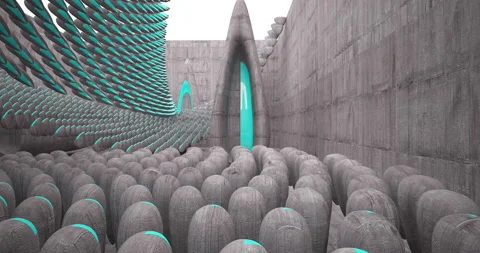 Abstract architectural background. Flying on a concrete and glass minimalistic  Stock Footage 132021689