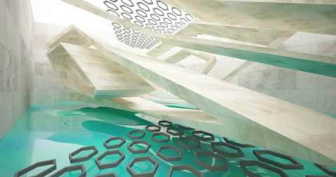 Abstract architectural background. Flying on a concrete and glass minimalistic  Stock-Footage 133215823