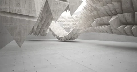 Abstract architectural background. Flying on a concrete minimalistic interior. Stock Footage 134234096