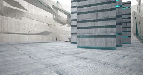 Abstract architectural background. Flying on a concrete and glass minimalistic  Stock Footage 134438891