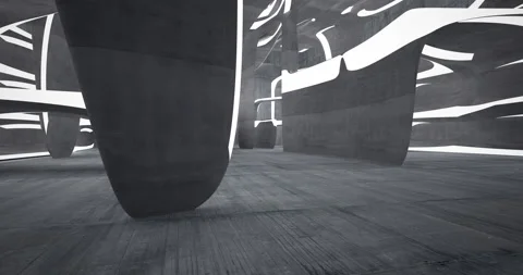 Abstract architectural background. Flying on a concrete minimalistic interior.  Stock Footage 135000231