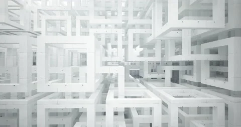Abstract architectural background. Flying on a concrete minimalistic interior.  Stock Footage 139797568