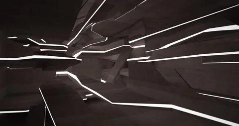 Abstract architectural background. Flying on a concrete minimalistic interior. Stock Footage 140172699
