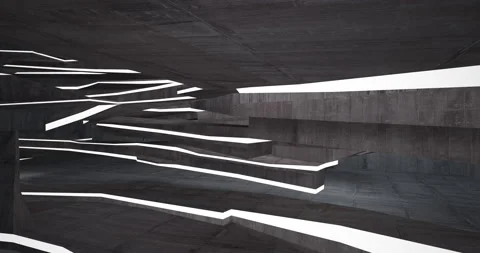 Abstract architectural background. Flying on a concrete minimalistic interior. Stock Footage 140174733