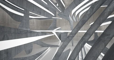Abstract architectural background. Flying on a concrete minimalistic interior. Stock Footage 140176930