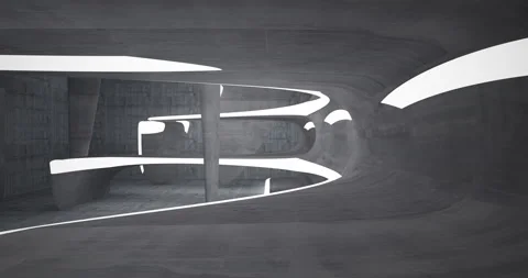 Abstract architectural background. Flying on a concrete minimalistic interior.  Stock Footage 141117051