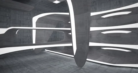 Abstract architectural background. Flying on a concrete minimalistic interior.  Stock Footage 141117123