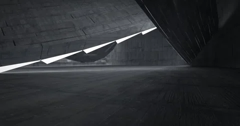 Abstract architectural background. Flying on a concrete minimalistic interior.  Stock Footage 142136239