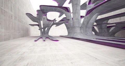 Abstract architectural background. Flying on a concrete and glass minimalistic Stock Footage 143321740