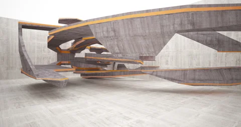 Abstract architectural background. Flying on a concrete minimalistic interior. Stock Footage 144778248