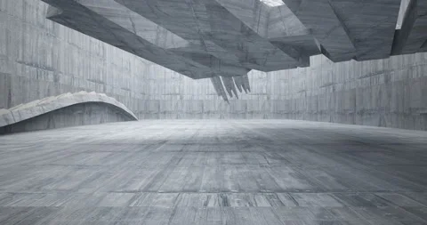 Abstract architectural background. Flying on a concrete minimalistic interior.  Stock Footage 147114969